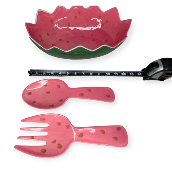 Melamine Watermelon Bowl & Serving Utensil Set of 3 - Picture 9 of 12